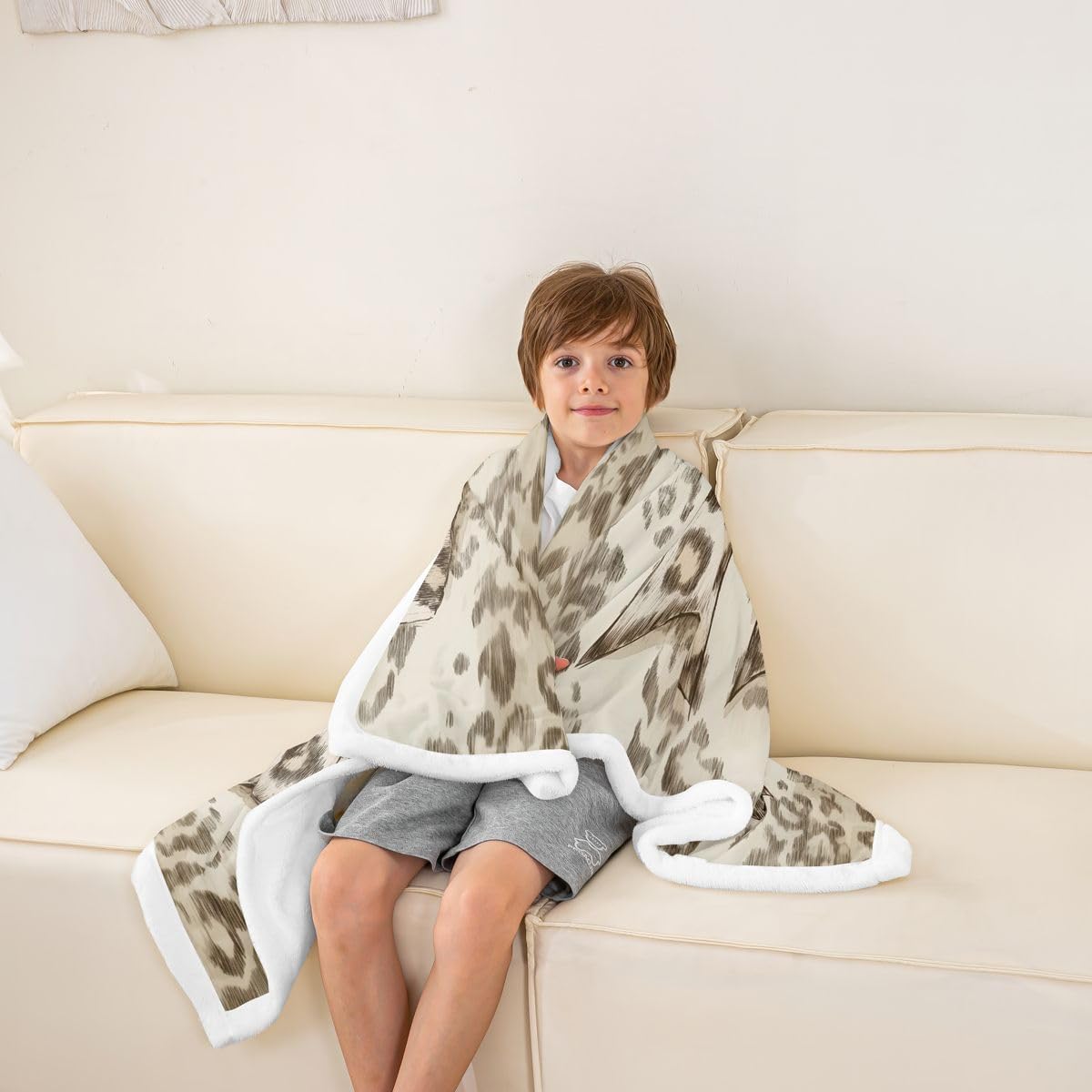 Feelyou Leopard Bow Throw Blanket Bowknot Cute Soft Fleece Sherpa Cozy Fuzzy Plush Warm Kawaii Bow Tie Fuzzy Plush Throw Baby 30"x40" for Bed Couch Living Room
