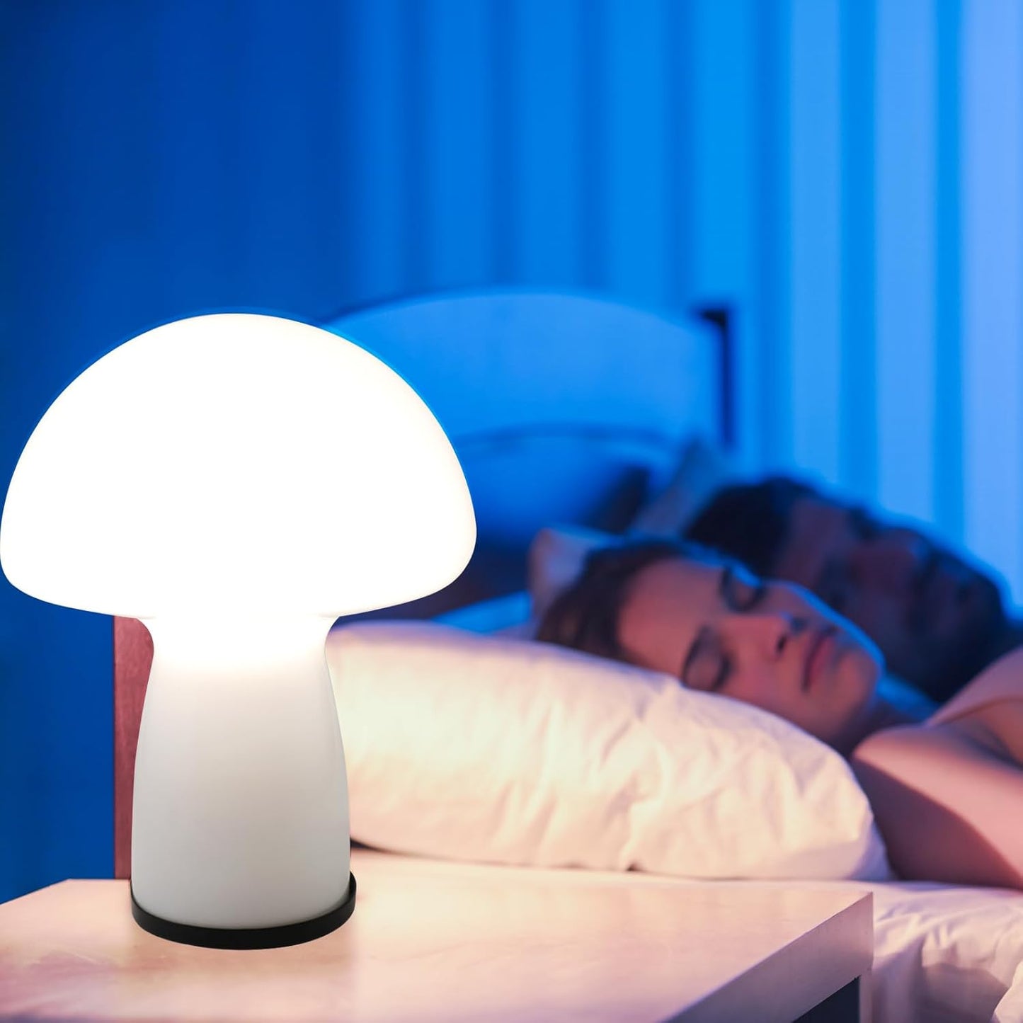 Mushroom lamp,Dimmable Glass Table Lamp,Vintage Style Table Lamp,White Bedside Desk lamp,Cute Table Lamps.（LED Bulbs Included）