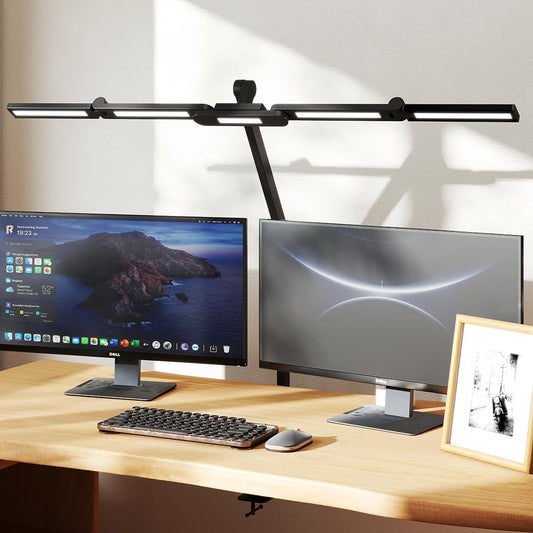 Led Desk Lamp with Clamp, 41" Architect Desk Lamp, 24W Ultra Bright Auto Dimming Computer Light, Eye-Caring Task Lamp for Home Office, Reading, Study, Dual Monitors, Workbench