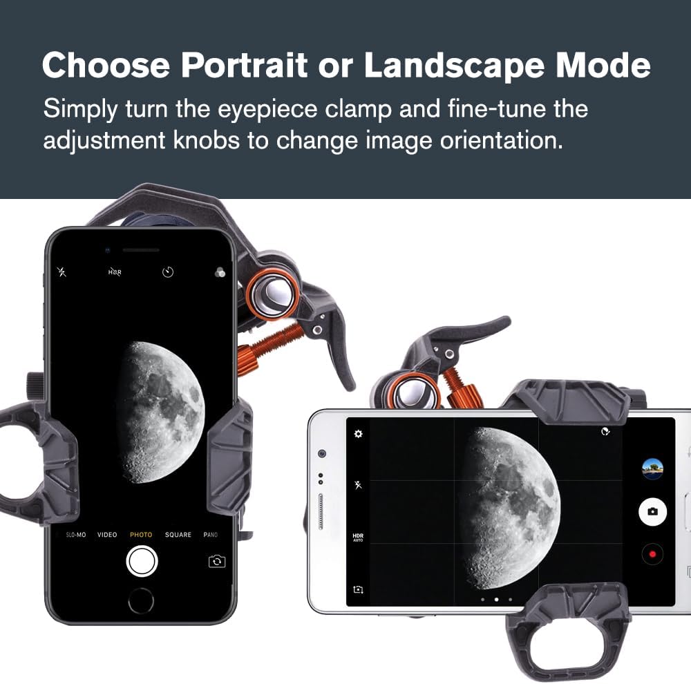 Celestron – NexYZ DX – Universal Smartphone Adapter for Telescope, Binoculars & Spotting Scopes – 3-Axis Precision Alignment – Capture Images & Video Through Your Optics – Includes Bluetooth Remote