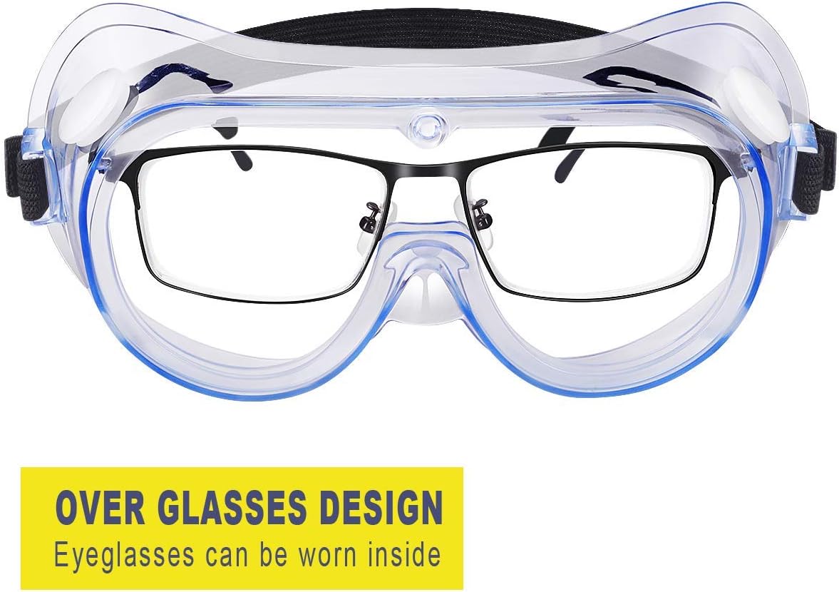 YunTuo 2 pack Safety Goggles, Adjustable,Lightweight Anti-Fog Protective Safety Glasses, Eye Protection, White
