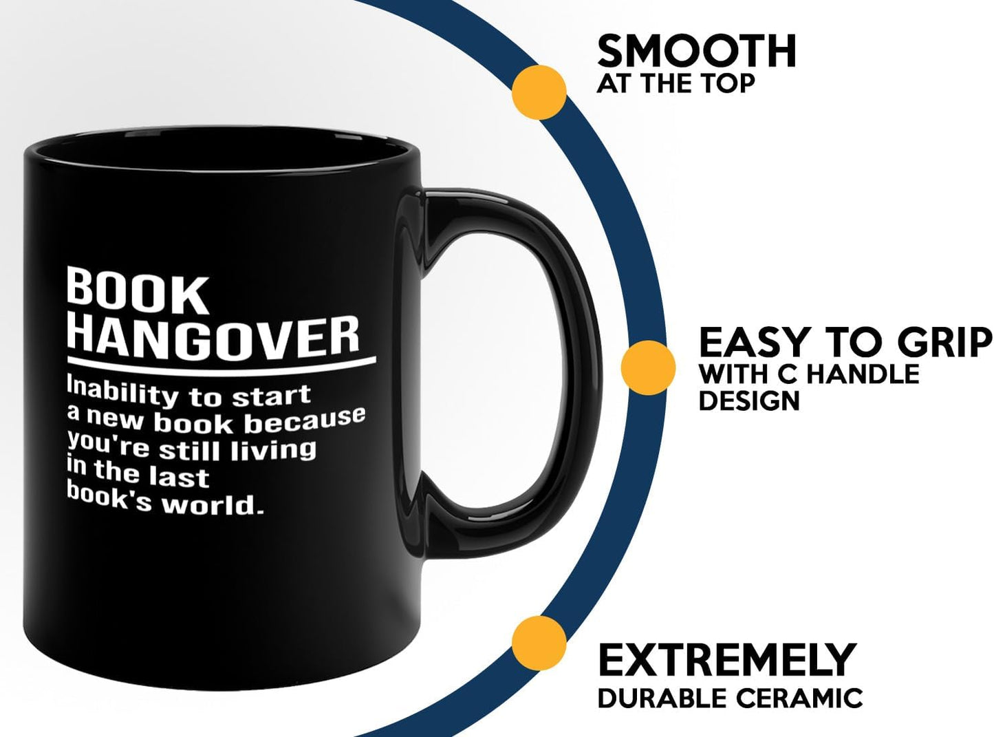 Book Lover Coffee Mug 11oz Black -Book Hangover - Writer Editor Bookish Librarian Bibliophile Bookish Grammar Philosophers