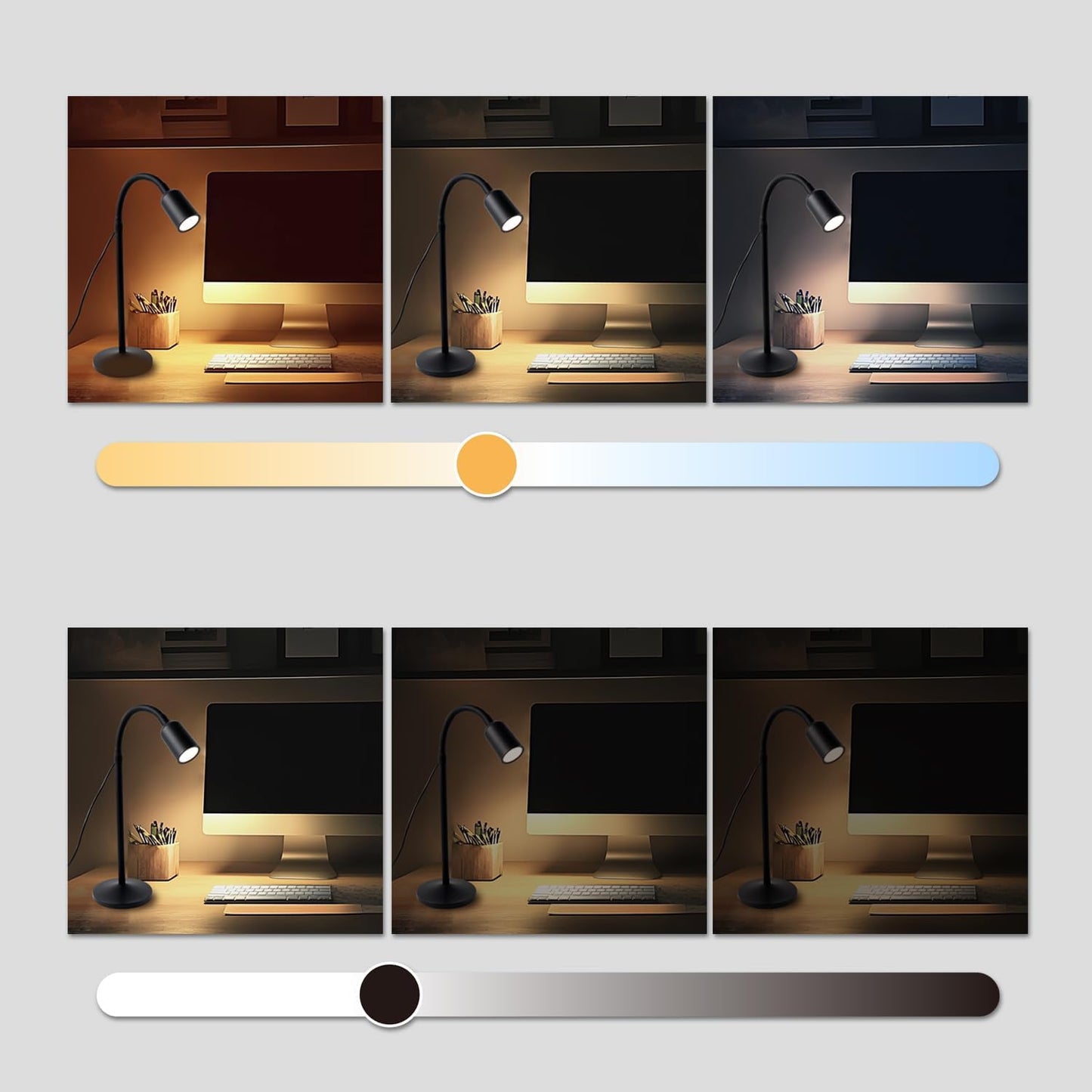 DAMI Dimmable LED Desk Lamp USB Powered, 3 Color Modes Flexible Gooseneck Reading Light, Eye-Caring Small Table Lamp for Home Office Study Bedroom Dorm Bedside - Black