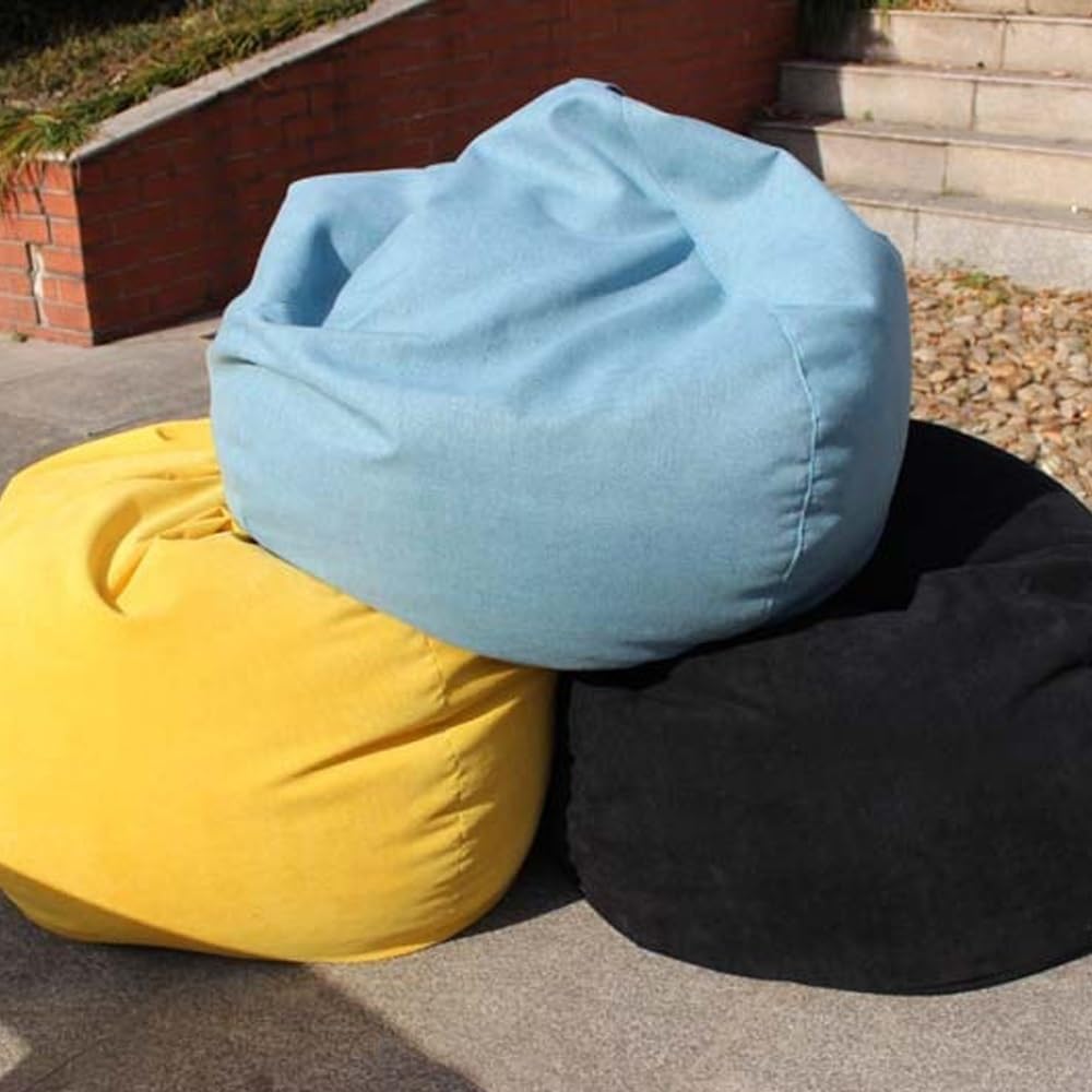 Large Small Lazy Sofa Cover Chairs Without Filler Linen Cloth Lounger Seat Bean Bag Pouf Puff Couch Tatami Living Room Bedroom (Color : Light Grey, Size : 100x120cm)