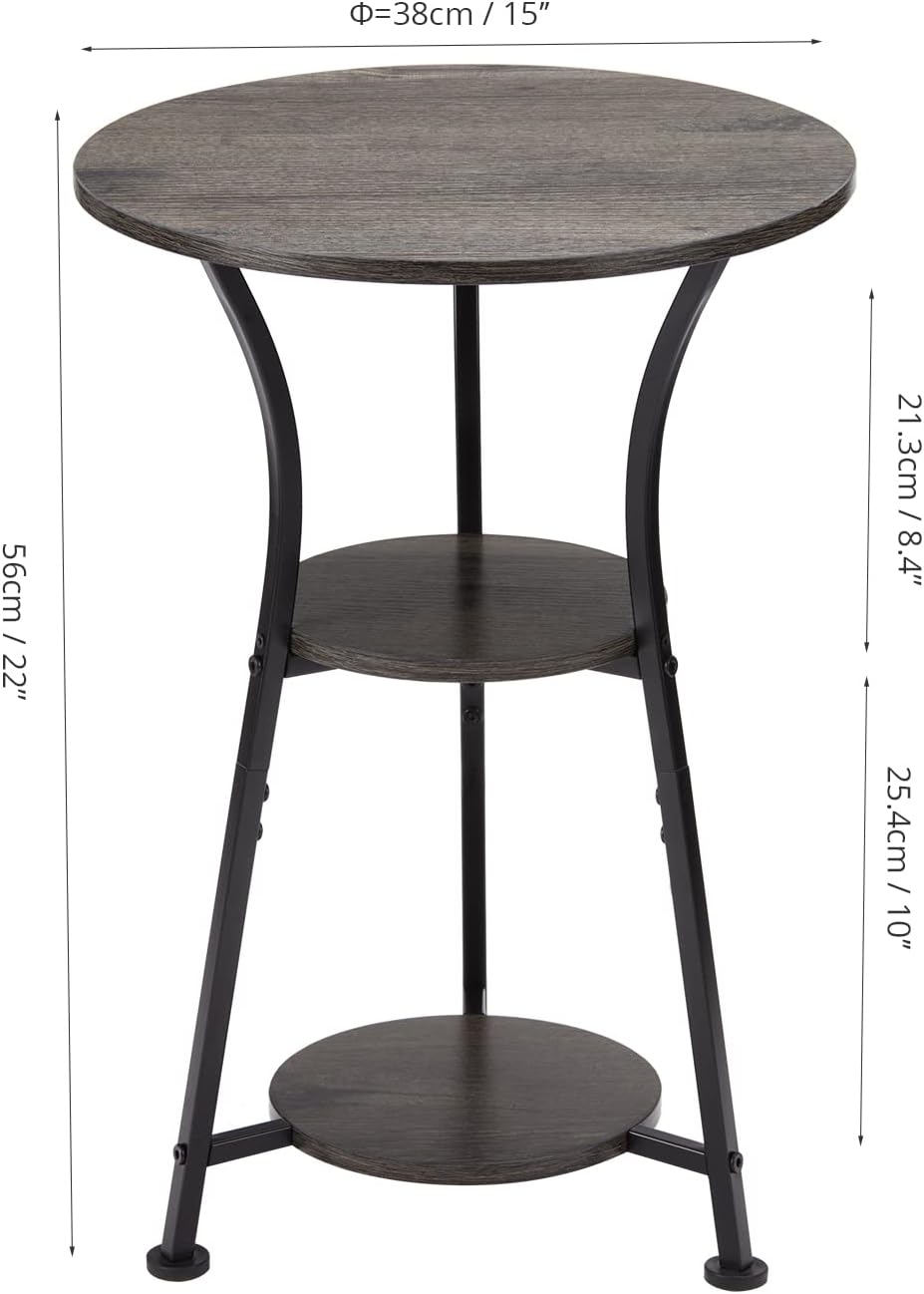 Dulcii Small Round End Table for Narrow and Small Space, 3-Tier Round Accent Couch Beside Table, Modern Side Table Corner Sofa Table Nightstand for Living Room Bedroom,Grey