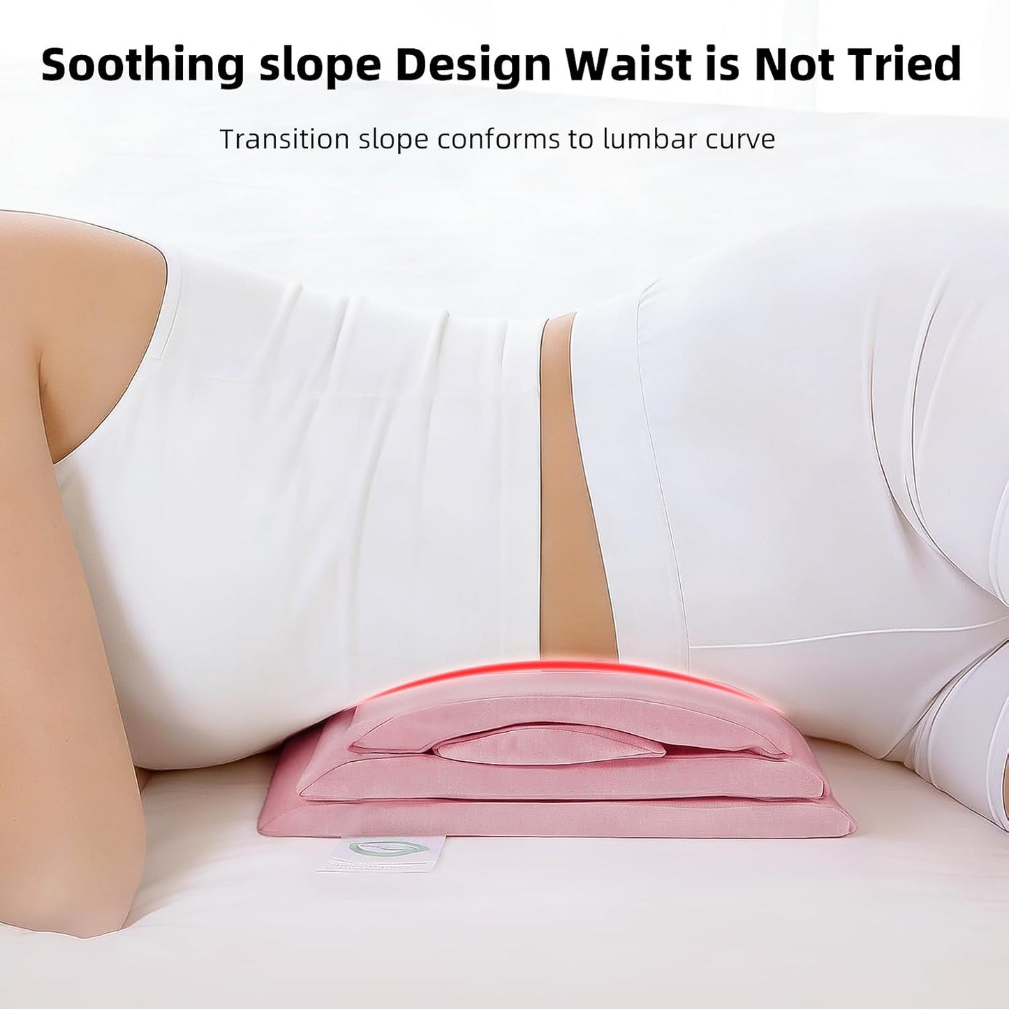 4-Layer Lumbar Pillow for Sleeping & Lying Down, Height-Boosting Layer, Soft/Firm Interchangeable Inserts & Washable Cover, Lower Back Support for Bed, Side & Back Sleepers