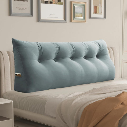 Daneey Headboard Pillow Queen, Triangular Wedge Pillow Headboard, Wedge Headboard Pillow for Bed Sofa, Daybed Pillows for Sitting up, Reading or Working with Removable Cover, Grey
