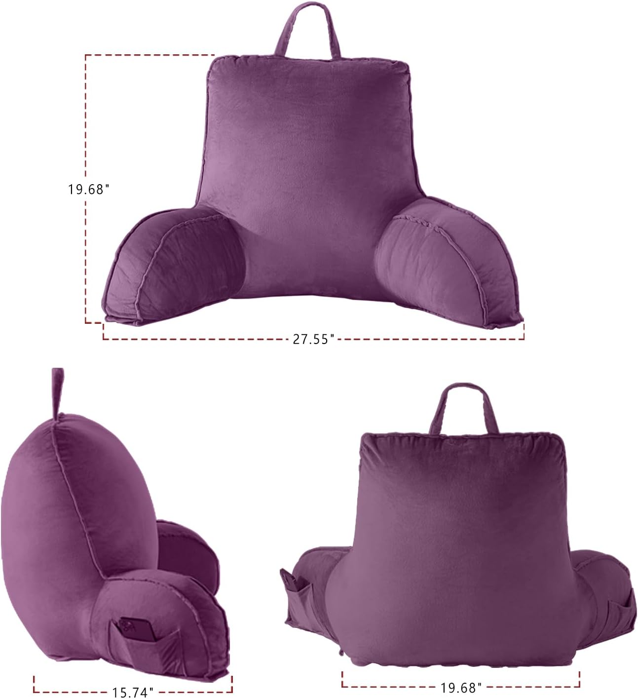 Bed Reading Pillow, Lying or Sitting Up, Back Pillow with Hand Support, for Bed/Sofa/Seat Reading, Mobile Phone, Gaming, TV Watching and Relaxing
