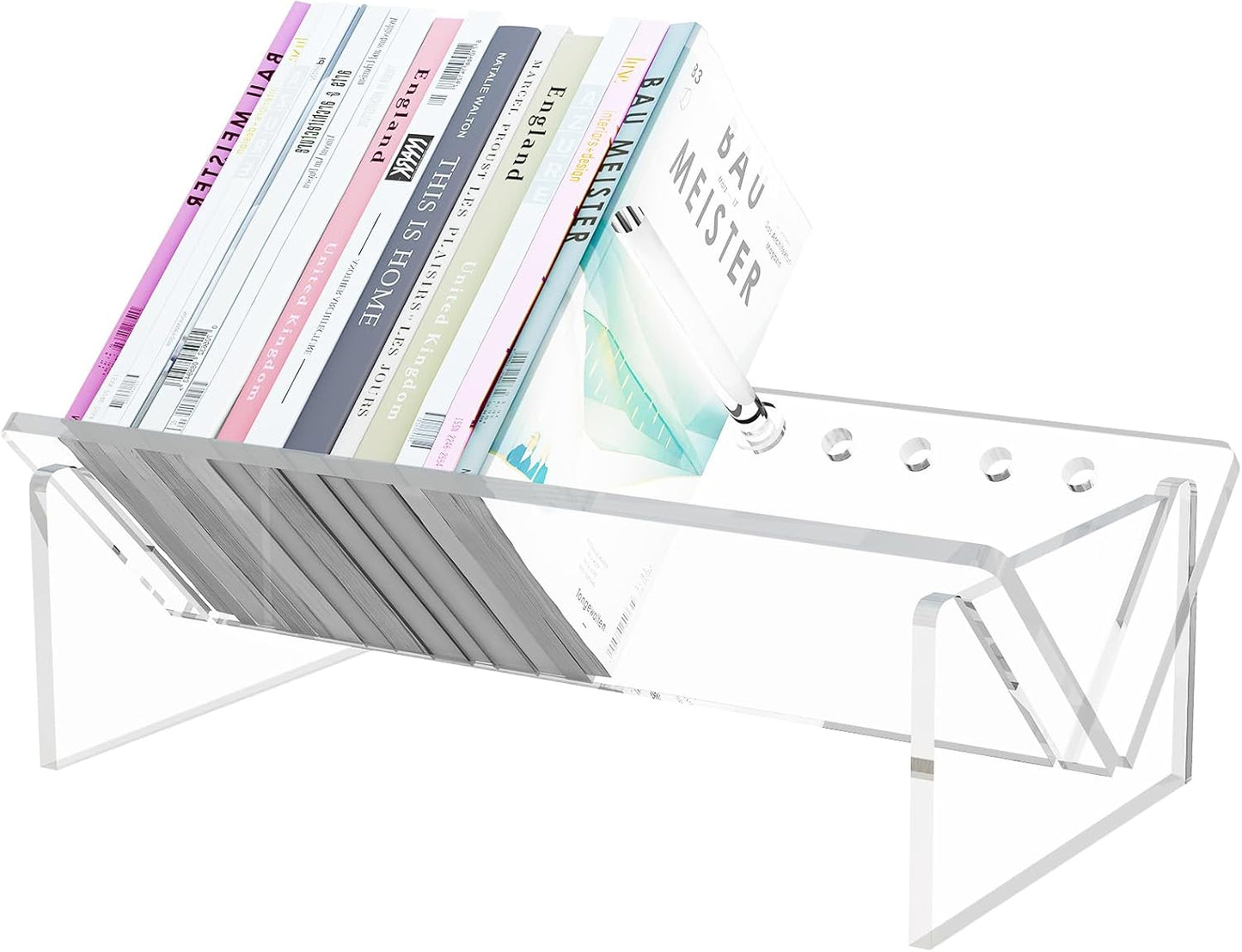 RekRang Acrylic Desk Bookshelf,Small Desktop Bookcases Clear Book Shelf Organizer for Home Office School,Book Stand Display Rack for CDs Magazines Books