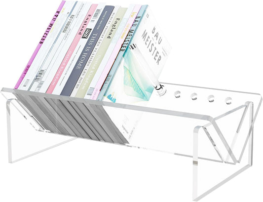 RekRang Acrylic Desk Bookshelf,Small Desktop Bookcases Clear Book Shelf Organizer for Home Office School,Book Stand Display Rack for CDs Magazines Books