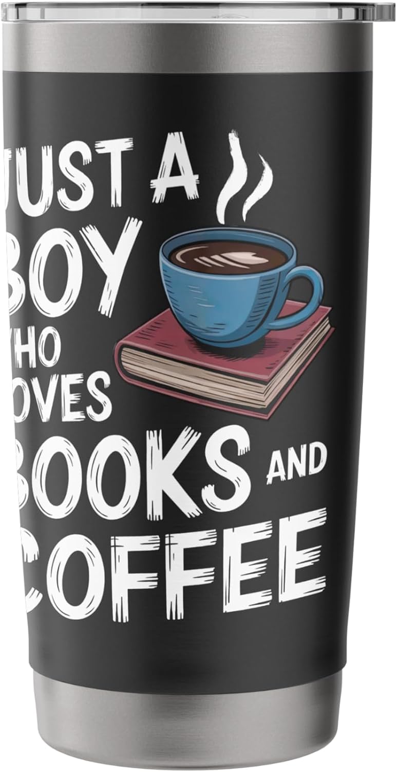 Just a Boy Who Loves Books Coffee Bookworm Book Reader Stainless Steel Insulated Tumbler
