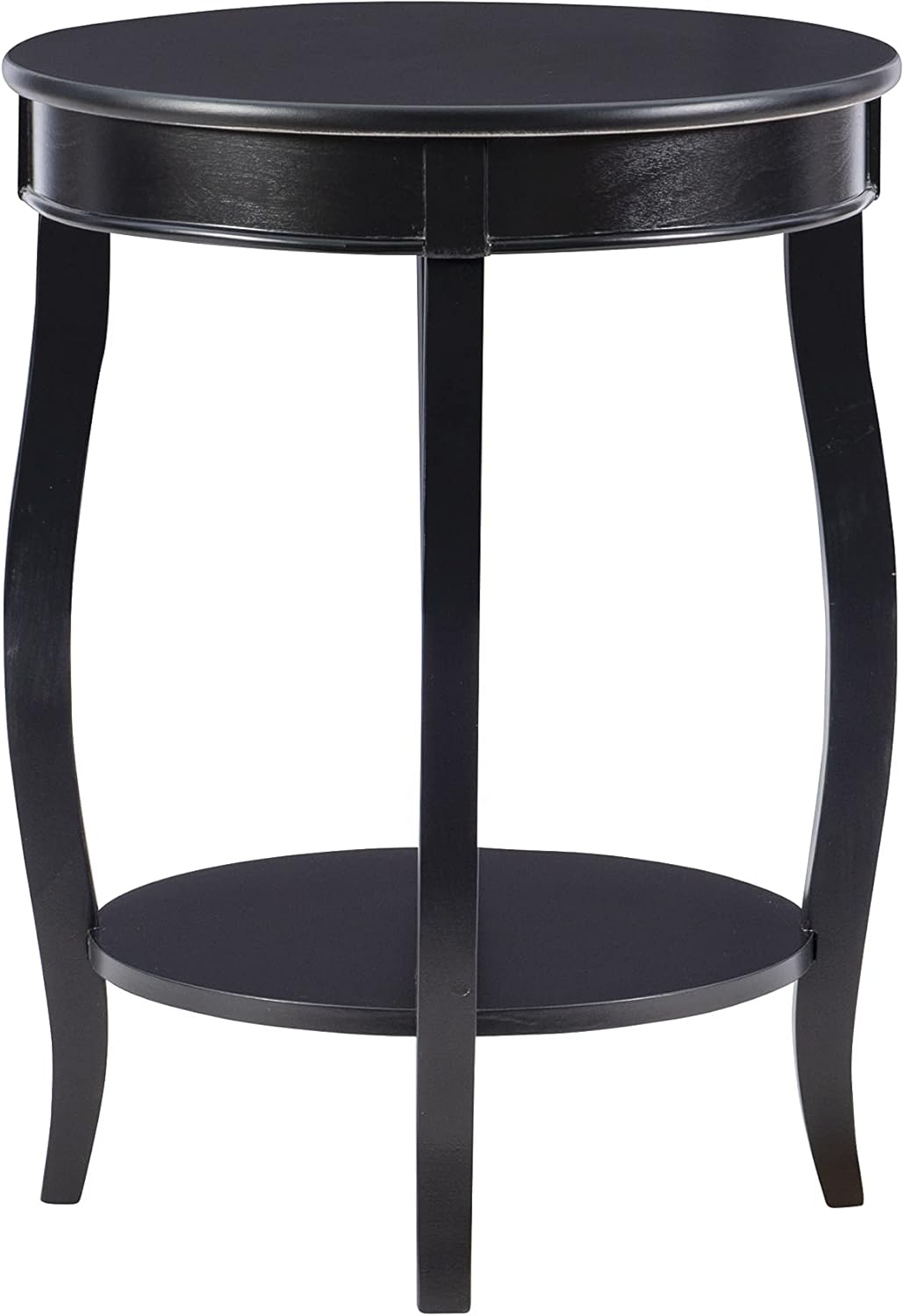 Powell Furniture Round Table with Shelf, Black