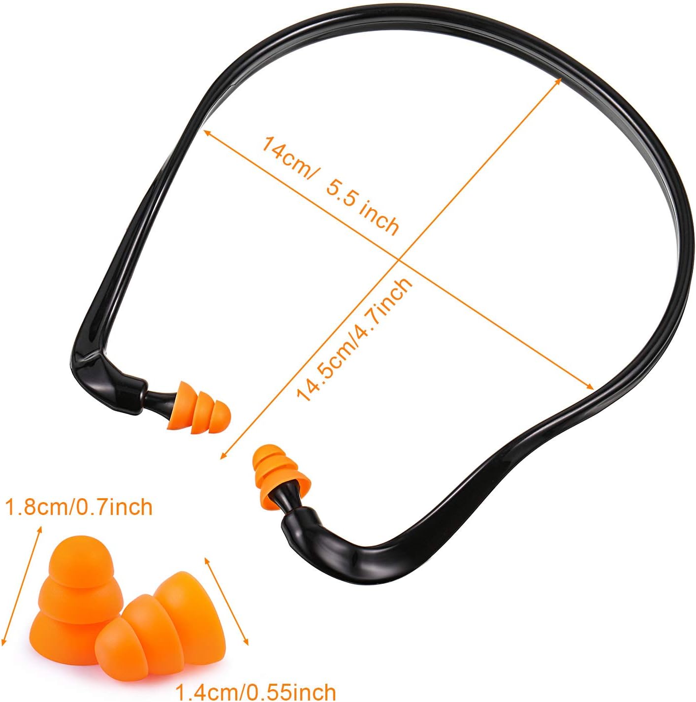 BBTO Banded Earplugs for Shooting Range Band Ear Plugs Lightweight Silicone Earplugs for Hearing Protection, Noise Reduction, Work, Construction, Sleeping, Concerts, Sports Racing(Orange,4 Pcs)