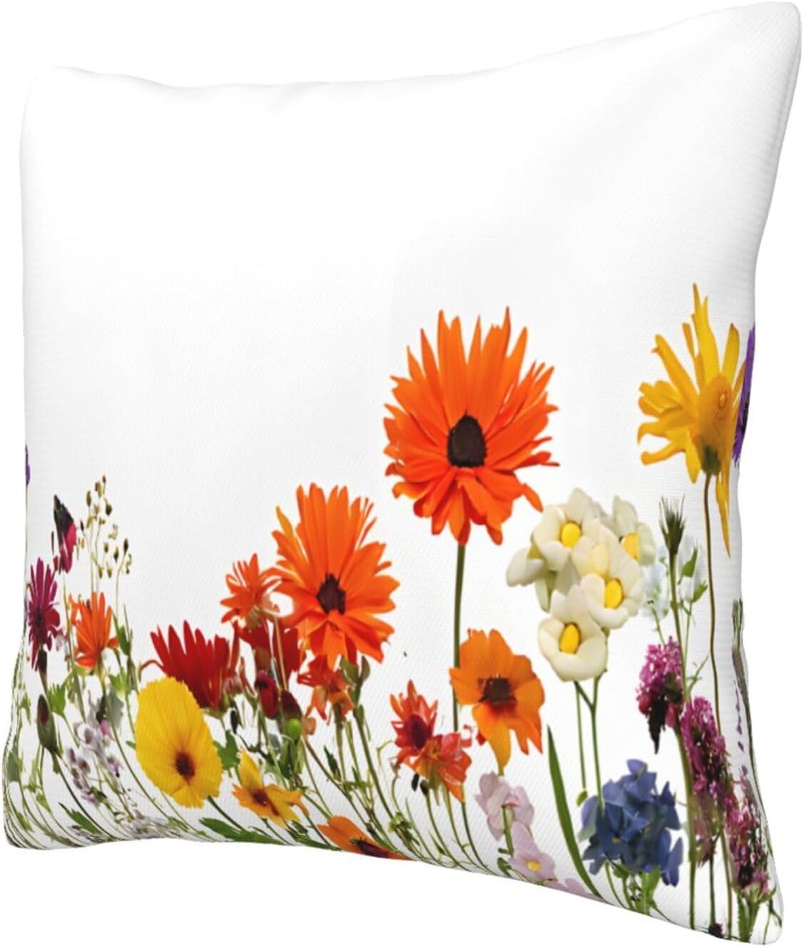 All-Season Square Pillow Covers 18"X18", Flower, Decorative Throw Pillow Covers for Sofa Bed Couch, Hidden Zipper Cushion Cover, Square Lumbar & Accent Pillowcases for Home Decor