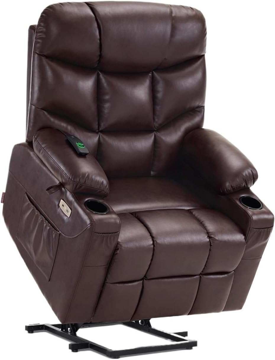 Elderly Assistance Power Lift Chair Recliner Recline and Extended Footrest Heavy Duty Stand Up Sofa with USB Type-C Charging Ports Cup Holders and Side Pockets for Seniors Home Care