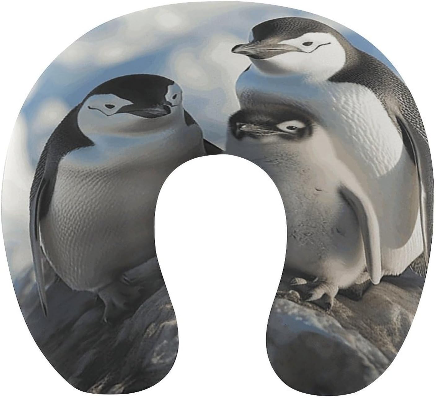 Penguin Family Neck Pillow Memory Foam U Shaped Pillows Portable Pillows for Shoulder Travel Head Support Pillow with Concealed Zipper for Airplane Car Home Office