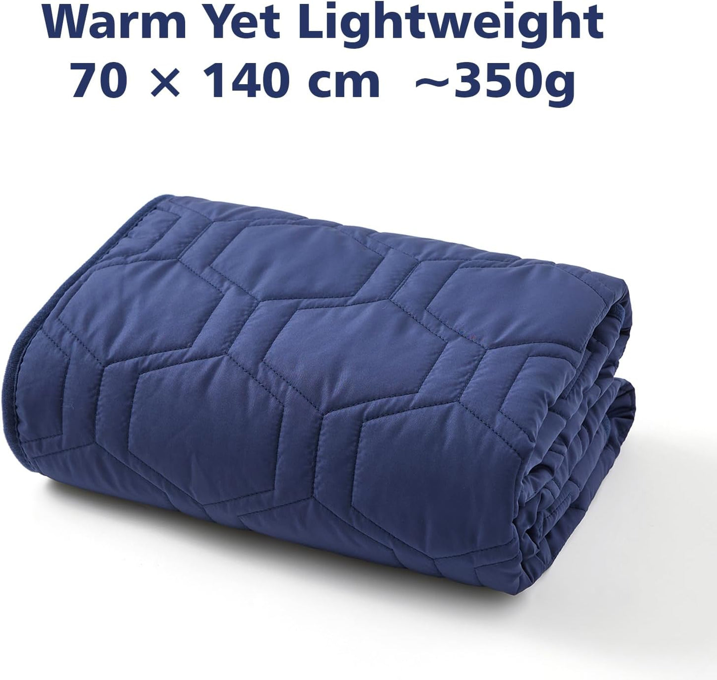 Quilted Fleece Wearable Blanket, Soft Warm Plush Throw for Office & Couch, Dual-Fabric Shawl with Snaps Navy Blue