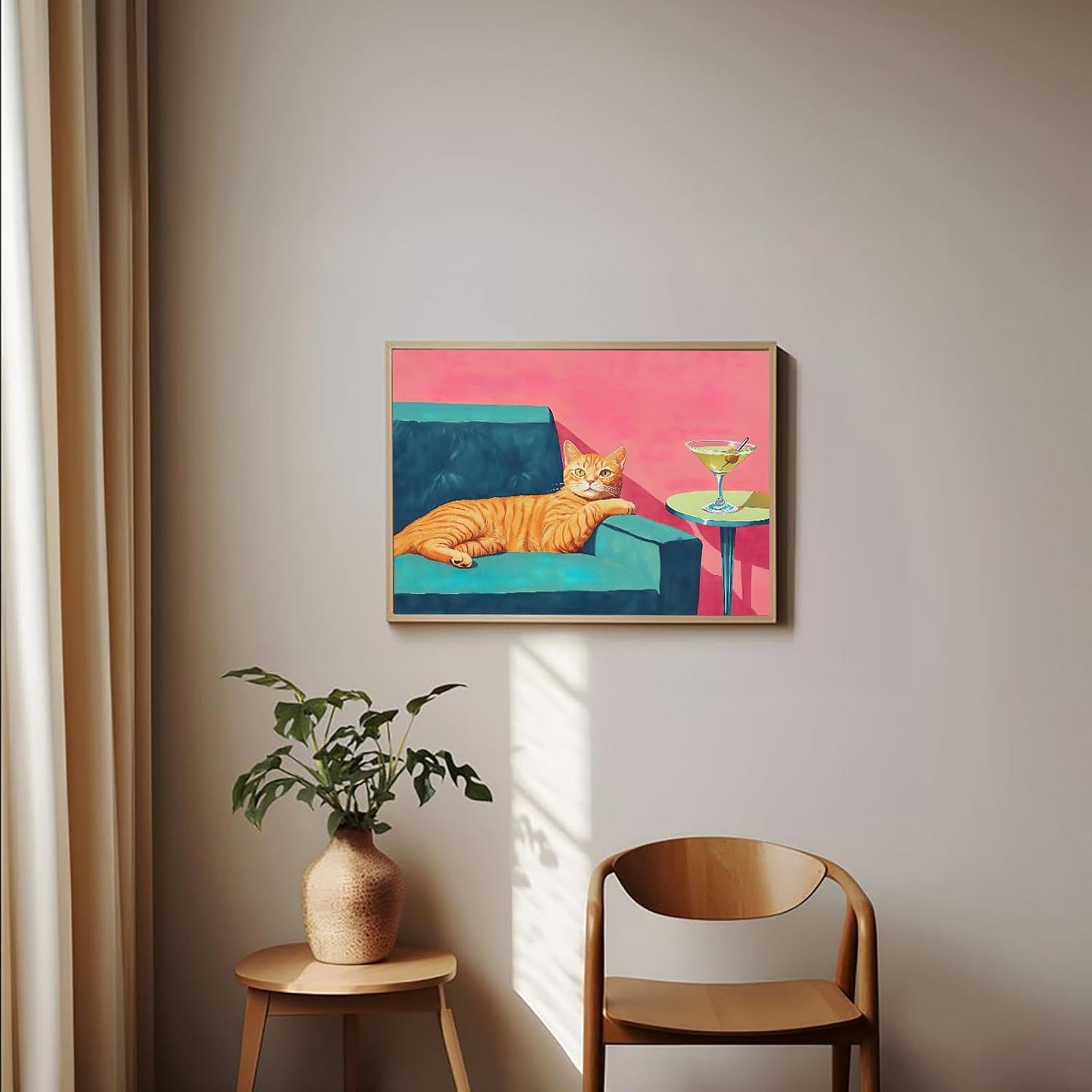 ZHGYGBN Cat Animal Wall Art Canvas Print 12x16 Inch, Lazy Cat Lying on Sofa Poster Unframed, Aesthetic Room Decor for Bathroom Bedroom Living Room, Gift for Women Animal Lovers