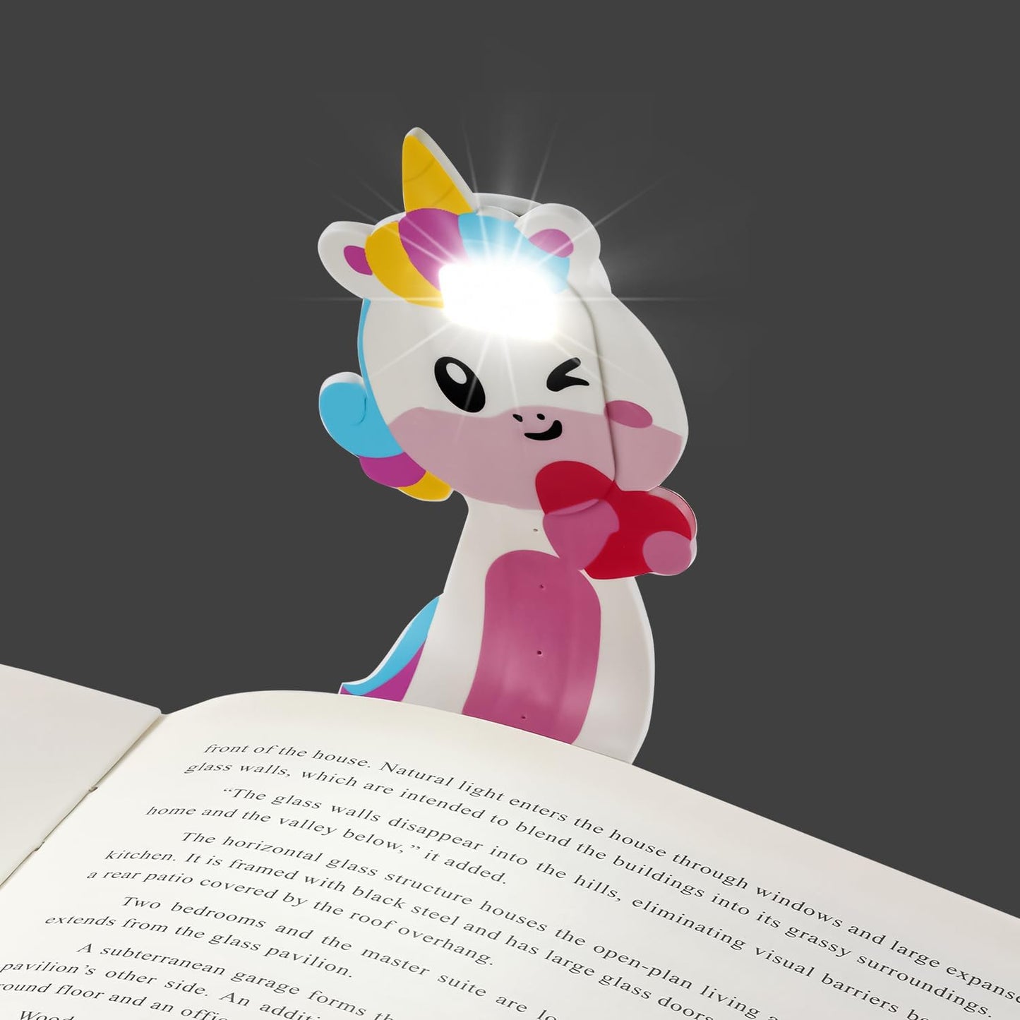 Bookmark Reading Light, Clip-On Book Light Portable, Eye-Caring Book Lights, Rechargeable Cute LED Reading Lamp with 3 Color Light for Kids, Gift for Book Lovers-1 Pack