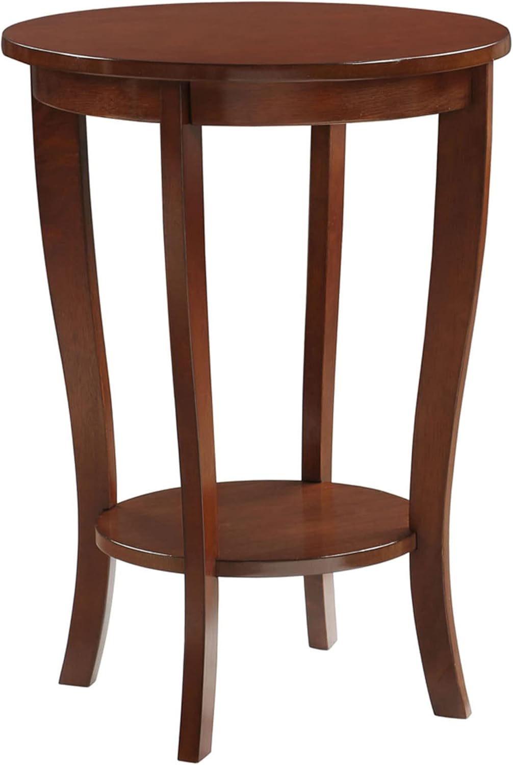 Convenience Concepts American Heritage Round End Table with Shelf, Espresso