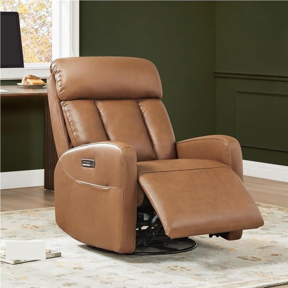 Power Recliner Chair with Swivel and Adjustable Headrest Ergonomic Plush Single Sofa for Living Room Home Theater Lounge Office and Adult Comfort Seating