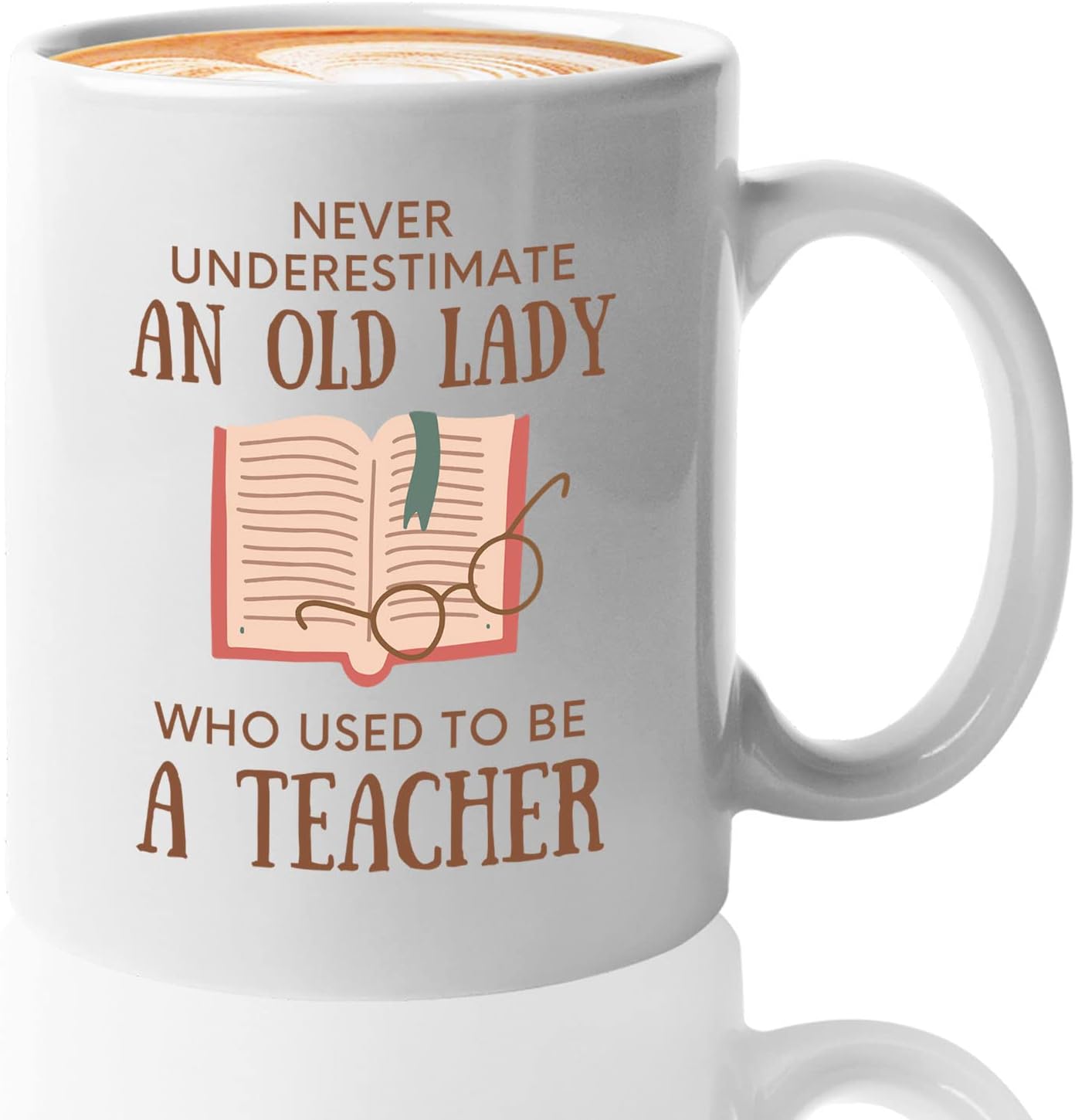 Bubble Hugs Book Lover Coffee Mug 11oz White - Never Underestimate Old Lady - Reading Reader Grandma Retired Teacher Book Lover Bookish Novelist Librarian Writer