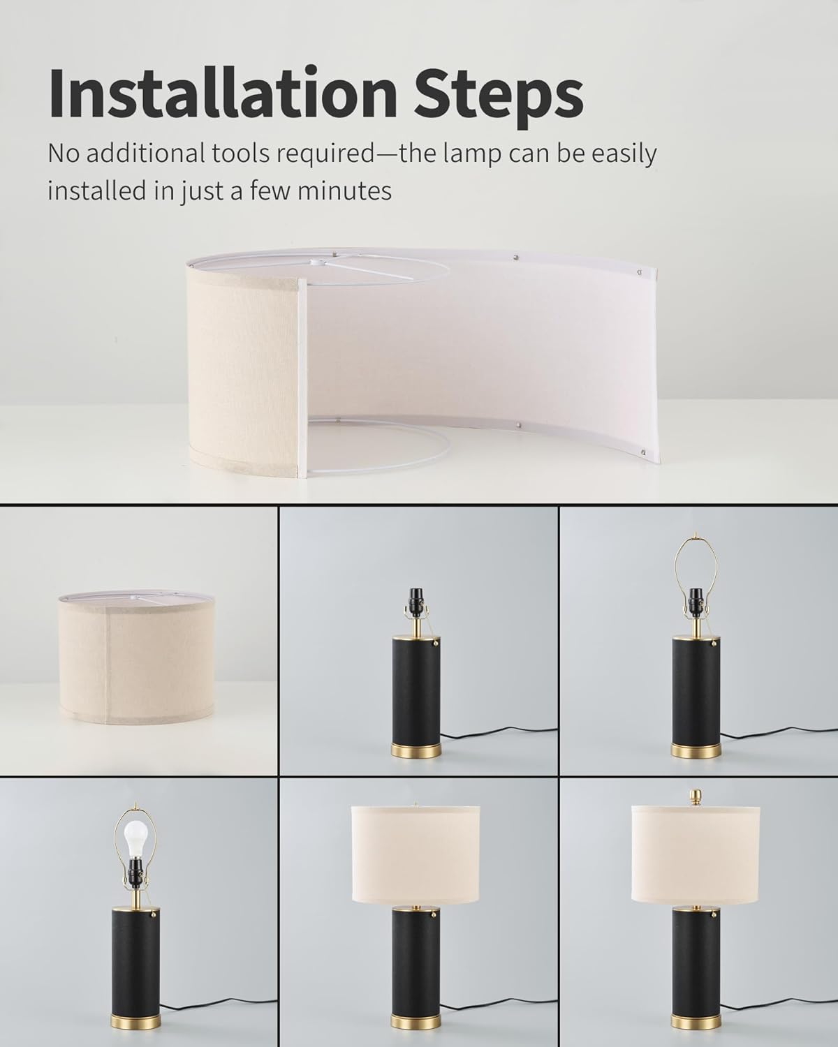 KDG 23.4" Brown PU Leather Table Lamps for Living Room Set of 2, 3 Level Brightness LED Modern Home Decor Fabric Lampshade Desk Lamp Lighitng for Bedroom, Bedside, Farmhouse, Nightstand, Night Light