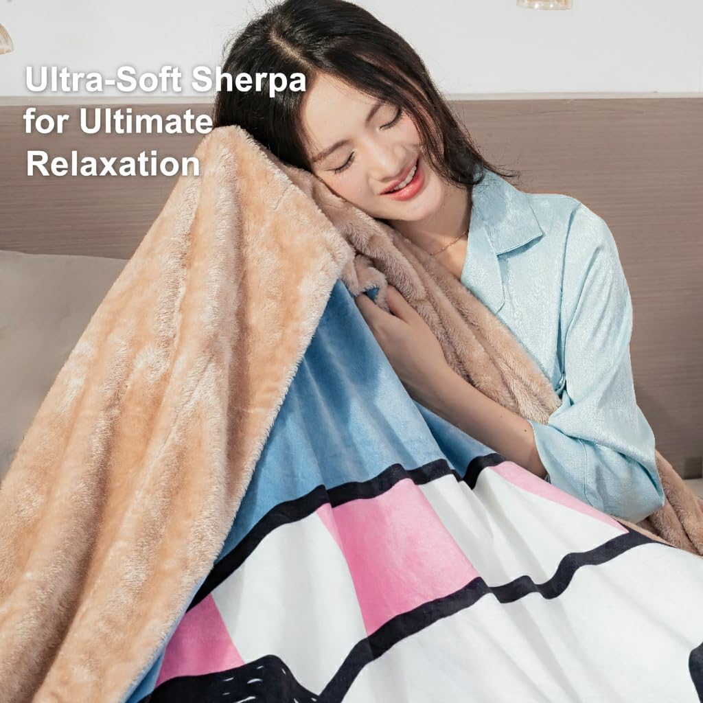 OINA Fluffy Warm 470 GSM Arctic Velvet Blanket – Cozy for Mom from Daughter or Son, Soft & Plush Throw for Relaxation and Comfort (Throw (50x60”), Mom's Charging Station)