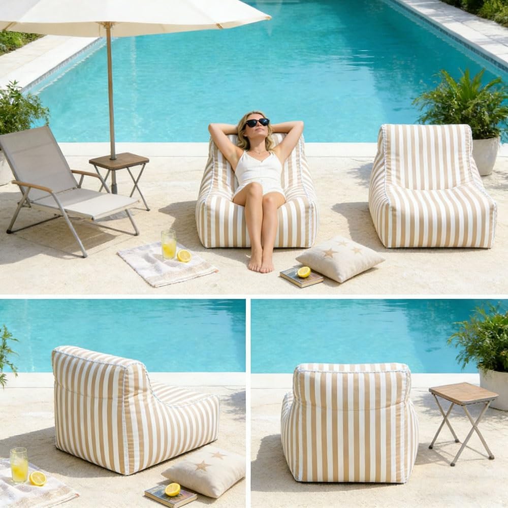 Floating Bean Bag for Pool (No Fillers)- Outdoor Waterproof Bean Bag Chair -Water Play Lounge Chair-Garden Beach Swimming Pool Floating Beanbag Pouf Chair Oxford Kids Adults(Dark Grey)