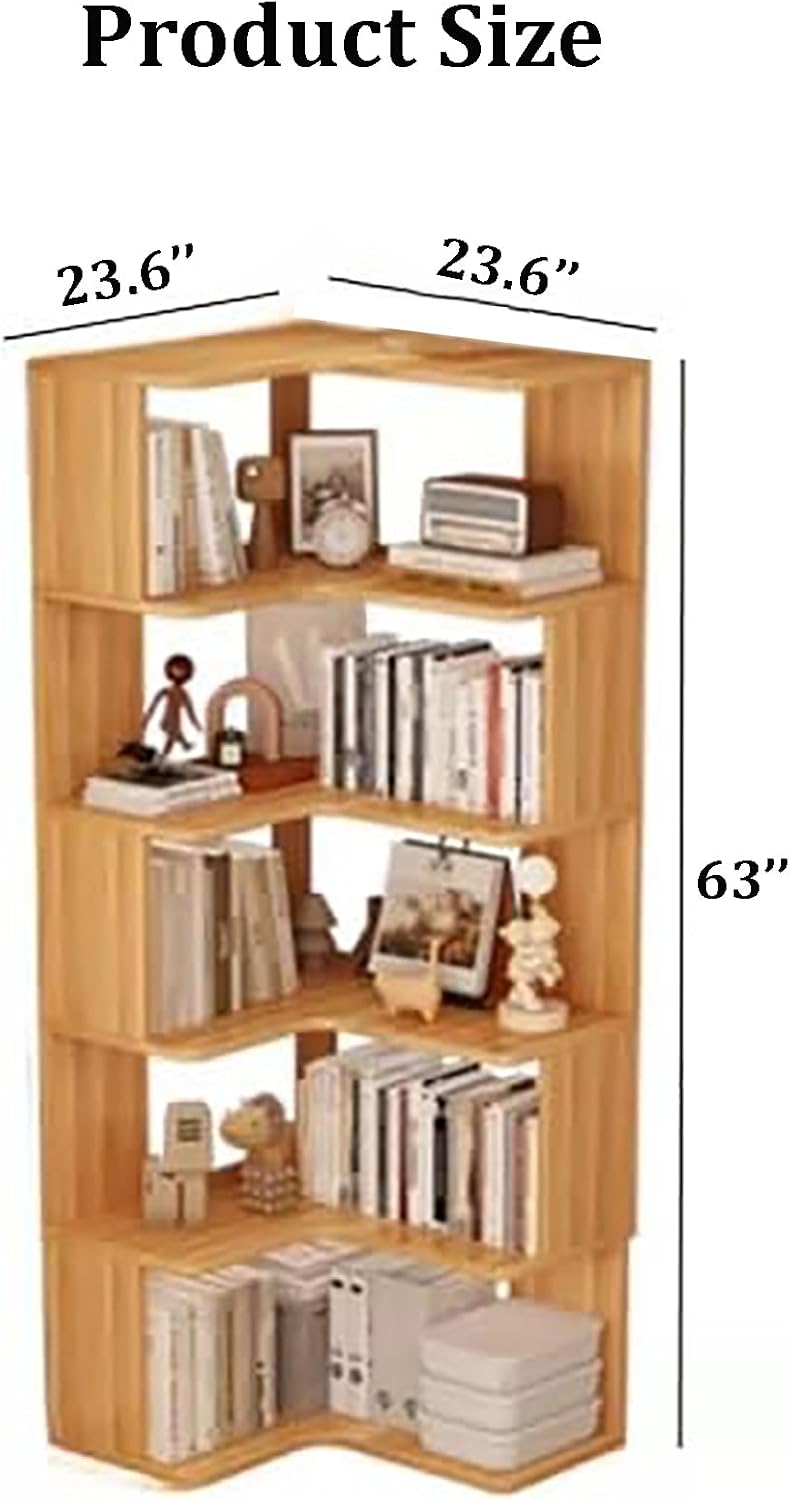 Modern 6-Tier Corner Bookshelf, L-Shaped Display Rack with Anti-Drop Panel, Freestanding Etagere for Home Office & Living Room Storage Organizer