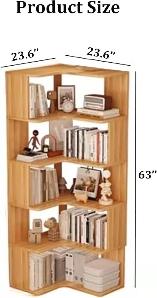 6-Tier Corner Bookshelf, Modern L-Shaped Bookcase with Anti-Tip Design, Freestanding Etagere Shelf for Home Office & Living Room Storage, Stylish Corner Display Rack