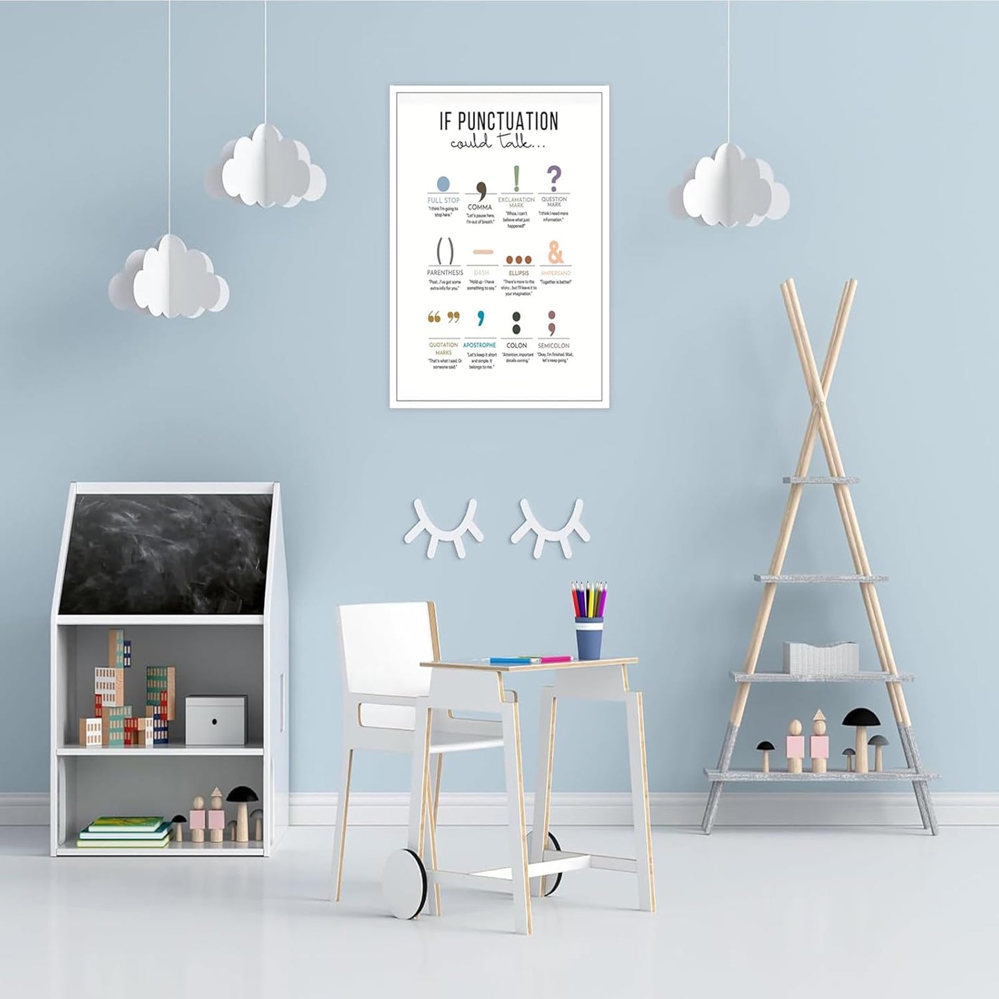 If Punctuation Could Talk Posters Boho Style Grammar Canvas Wall Art English Classroom Middle School High School Educate Prints Painting For Home Bedroom Dorm Wall Decor 12x16in Unframed