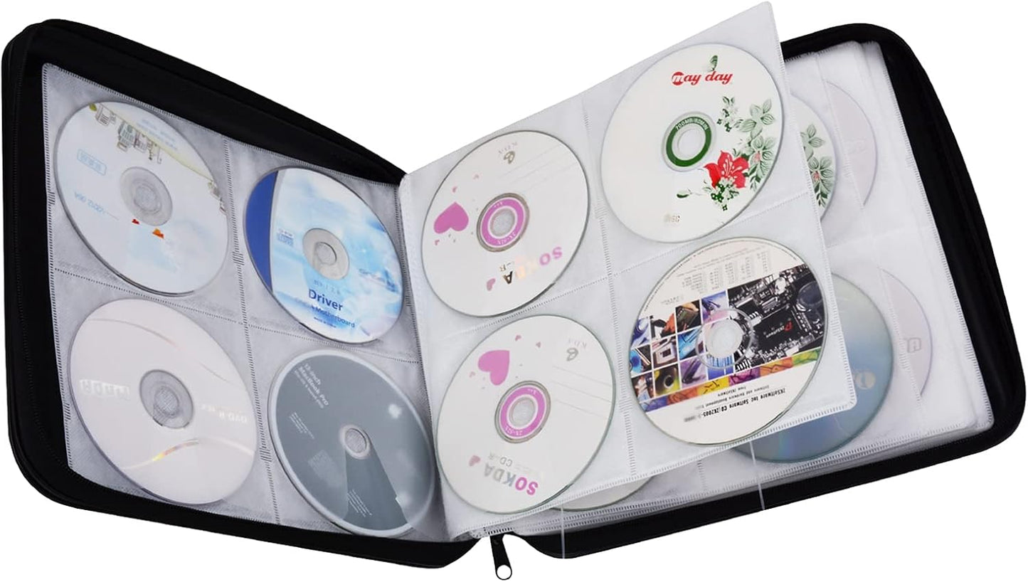 DVD Storage CD Case Holder:DVD Binder Protective CD Book Portable DVD Organizer-CD Wallet 160 Disc Holder Hard Plastic Movie Case Black CD Portfolio Blu Ray Album CD Booklet for Car Home