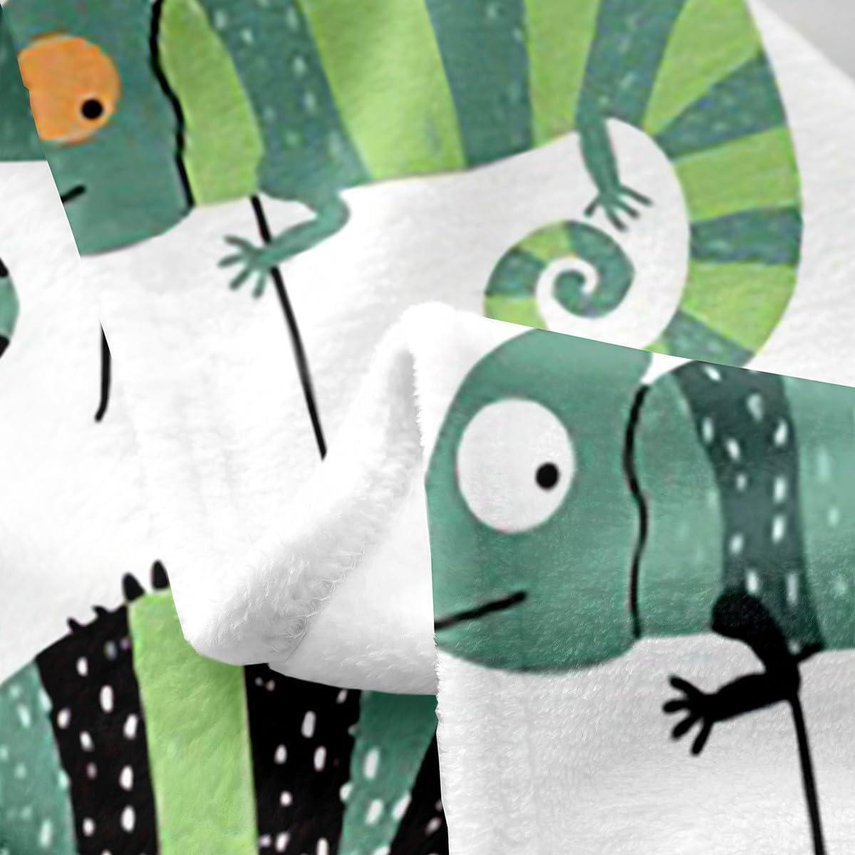 Erosebridal Cartoon Chameleon Throw Blanket Twin 60x80 Inch for Bedroom Living Rooms Sofa Couch,Kawaii Tropical Animal Fleece Blanket,Kids Green Wildlife Bed Blanket,Cute Chameleon Flannel Blanket