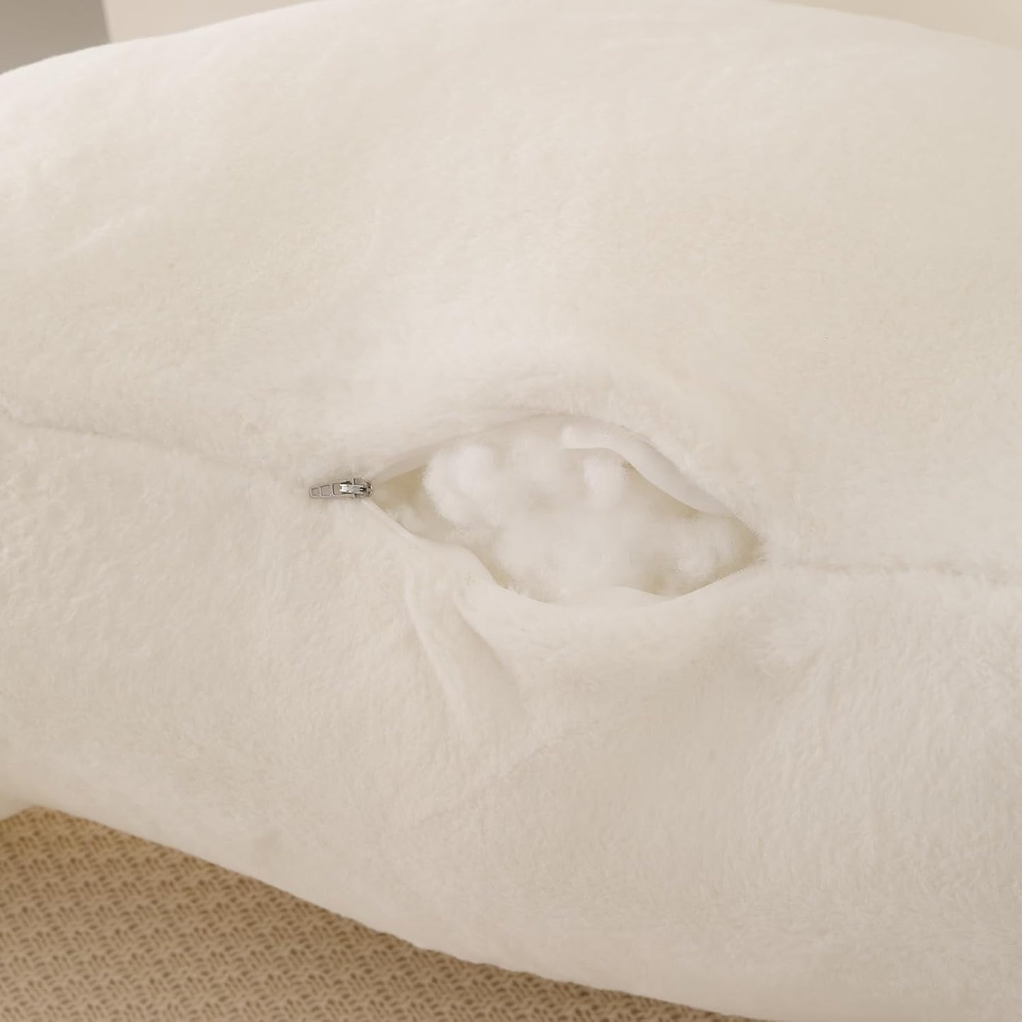 Back Pillow for Bed Sitting Up,Large Backrest Reading Pillow with Arm Rest,Back Rest Support Cushion for Sitting Up on Couch,Sofa,Floor,Dorm Essentials(White Faux Fur,Standard(17"))