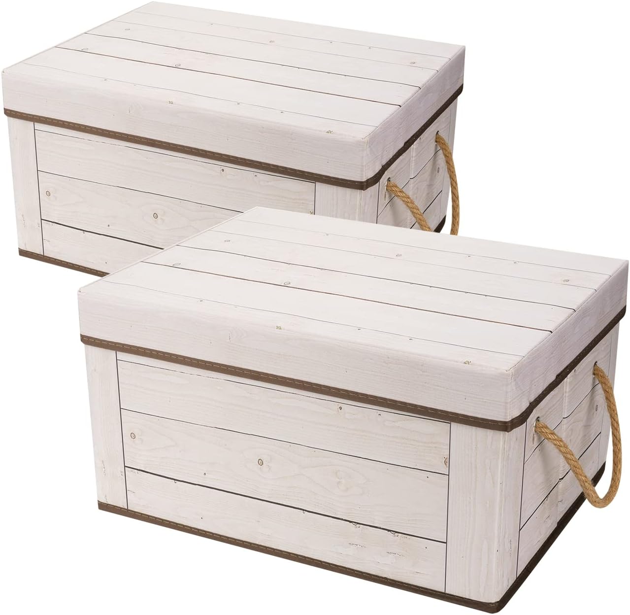 Livememory Memory Box for Keepsake, Decorative Storage Boxes with Lids and Handles for Storage, Decorative - L15.7 x W11.8 x H7.9 In (Not Made of Wood, 2 Pack)