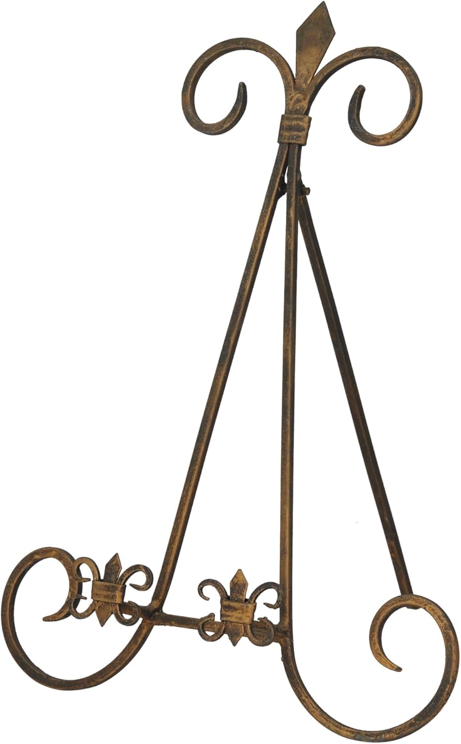 Deco 79 Metal Scroll Display Easel Tabletop Easel with Foldable Stand, Display Stand 11" x 10" x 14", Gold