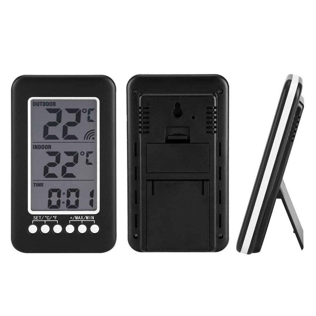 Clock Temperature Meter,LCD Digital Indoor Outdoor Thermometer Electronic and Hygrometer