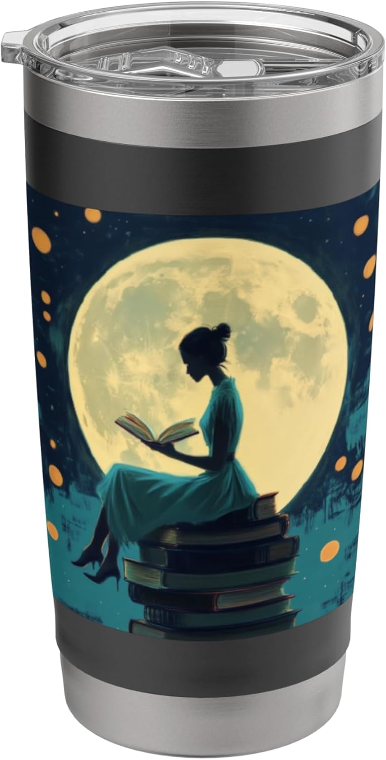 Girl Reading Book Lover Bookworm Reading Librarian Stainless Steel Insulated Tumbler