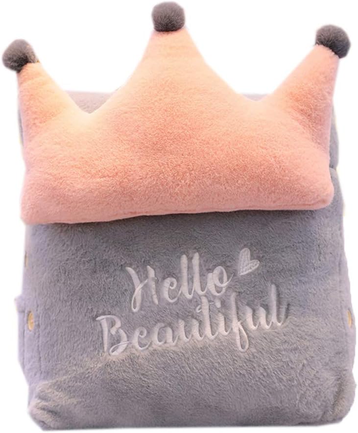 Warm Soft Bedside Triangle Lumbar Pillow Waist Pillow Cushion Lovely Sofa, Bed & Bay Window Triangle Cushion Pillow Triangle Back Wedge Backrest Cushion (Crown Style, 42×25×45CM)