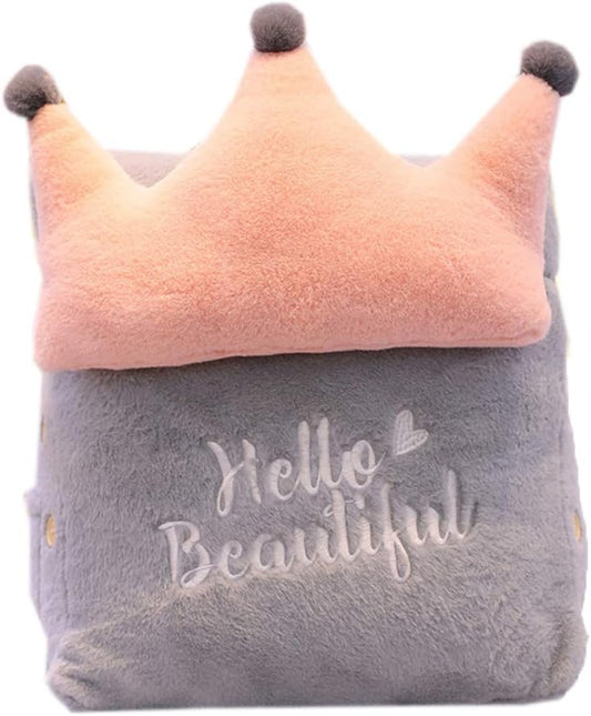 Warm Soft Bedside Triangle Lumbar Pillow Waist Pillow Cushion Lovely Sofa, Bed & Bay Window Triangle Cushion Pillow Triangle Back Wedge Backrest Cushion (Crown Style, 42×25×45CM)