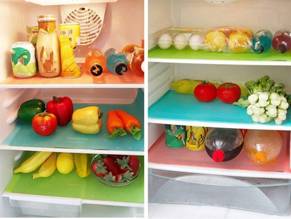 9 Pack Refrigerator Mats,Washable Fridge Mats Liners Easy to Clear Fridge Pads Mat Shelves Drawer Table Mats Refrigerator Liners for Shelves,3Red/3Green/3Blue