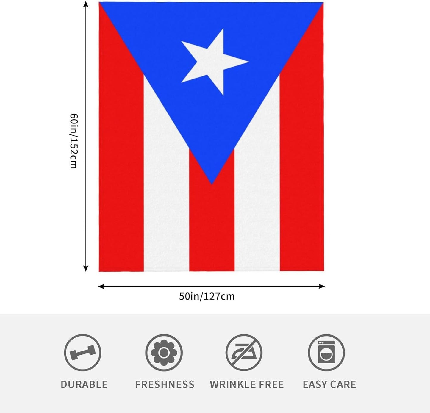 Puerto Rico Flag Throw Blanket Lightweight Bed Throws Flannel Blanket for Sofa Couch Bed Home Decor Gift, Super Cozy and Comfy 60"X50"