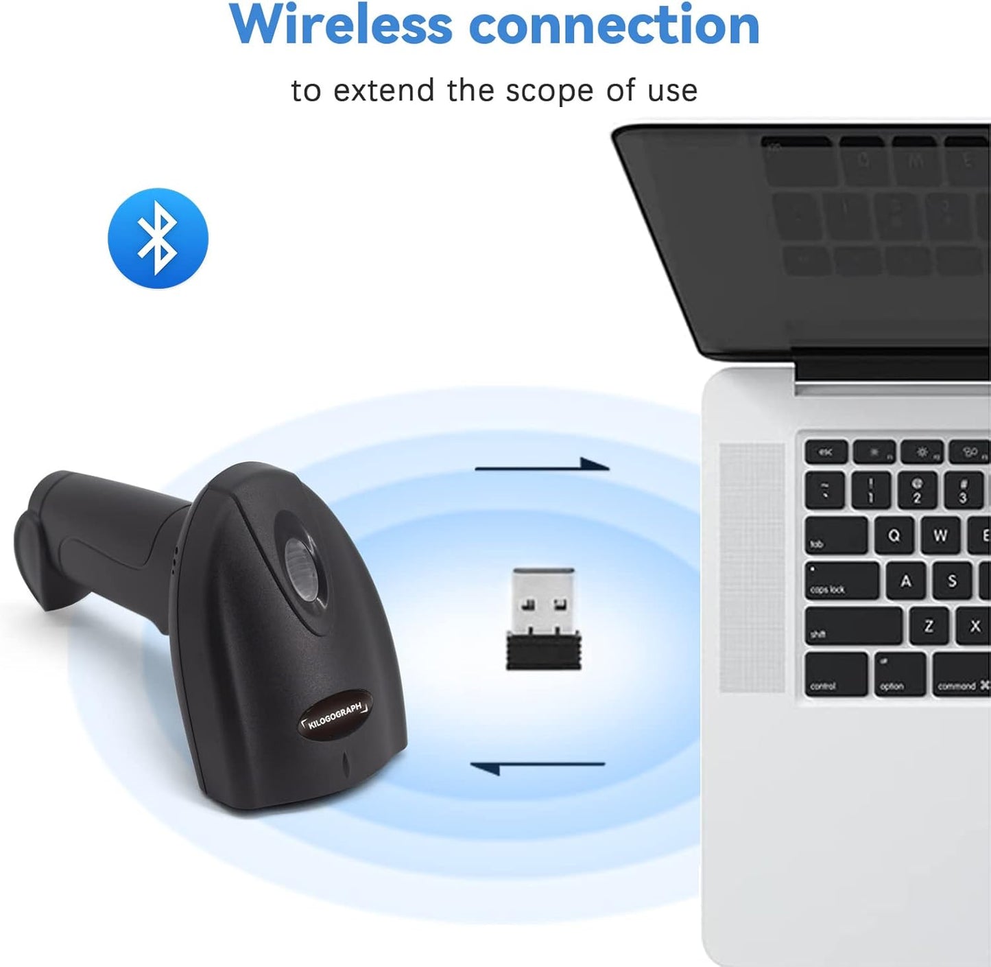 Bluetooth QR Code Scanner - Book Scanner for Personal Library Libib, 1D 2D Codes Scanners for Laptop Computer Mac iPhone Android, Wireless Bluetooth Bar Code Scanner (Without Stand)