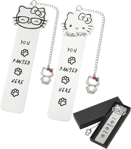 Cartoon Anime Cat Metal Bookmark,Cute Kawaii Reading Bookmark,Christmas Unique Gifts for Women Book Lovers