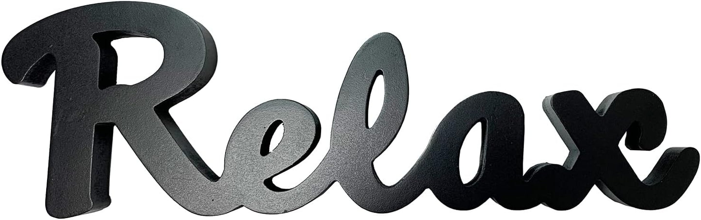 Wood Relax Letter Table Sign Relax Cutout Word Wall Sign Table Fireplace Mantel Standing Centerpiece Decor