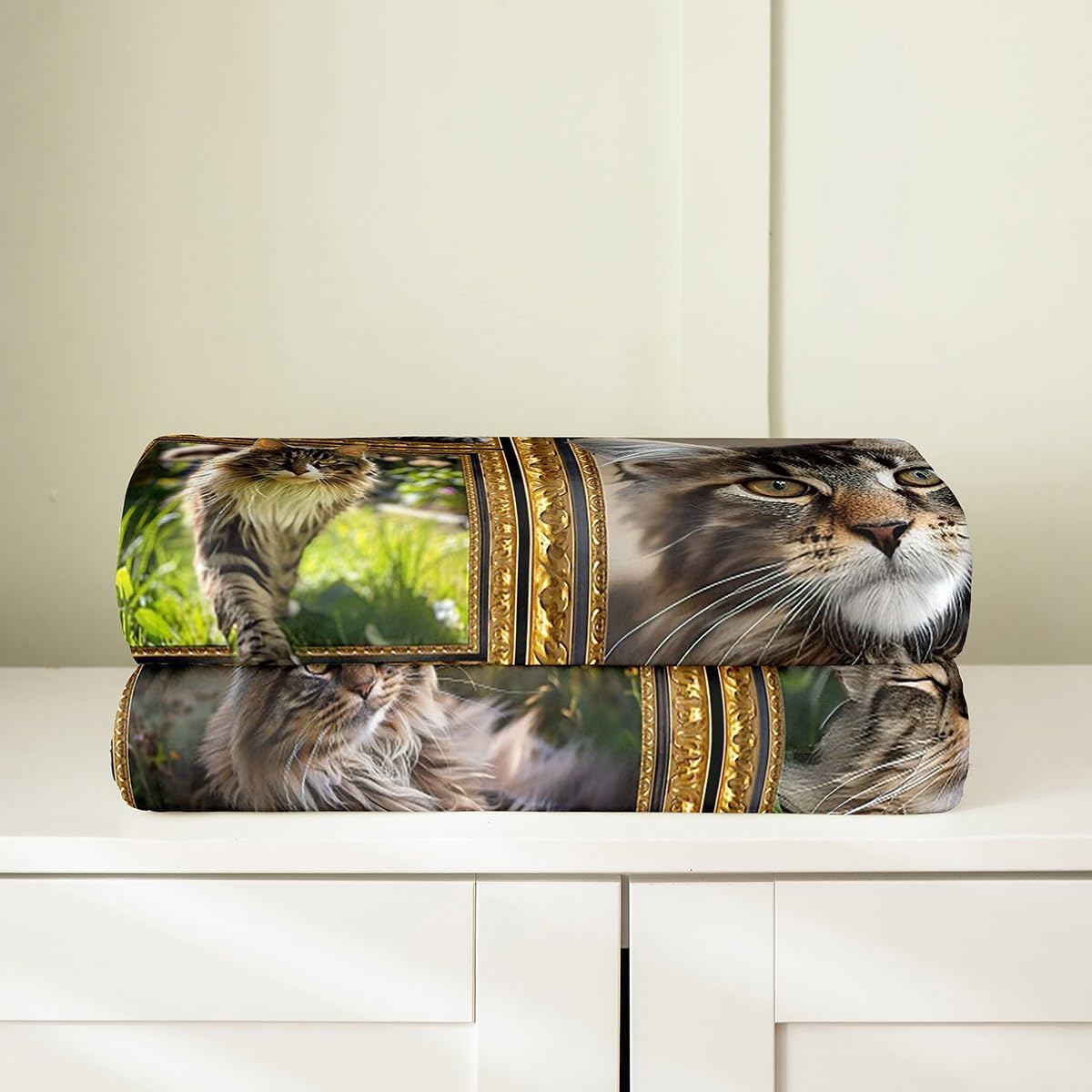Feelyou Maine Coon Fleece Throw Blanket for Sofa Couch Cute Cat All Season Bed Blanket Throw 50"x60" Kawaii Kitten Pet Fuzzy Blanket Gift for Maine Coon Lover Fuzzy Blanket Flannal Blanket