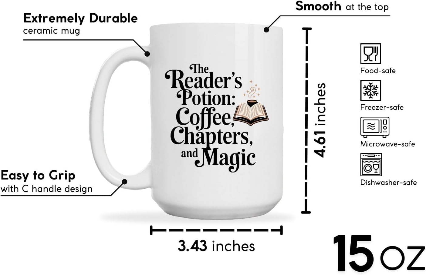 Book Lovers Coffee Mug 15oz White -One Chapter - Gift for Book Club Bookworm Bookish Reading Nerdy Avid Readers Women