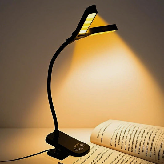 14 LED Rechargeable Book Light for Reading in Bed with Foldable Double Headed- Eye Caring 3 Color Temperatures,Stepless Dimming Brightness,80 Hrs Runtime Lightweight Clip on Light for Book Lovers