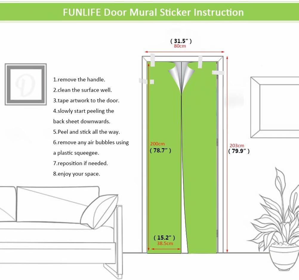 COLORSPRING 3D Book Shelf Door Stickers Decal Peel and Stick, Door Mural Covers Removable Wallpaper for Home Décor (MT-158)